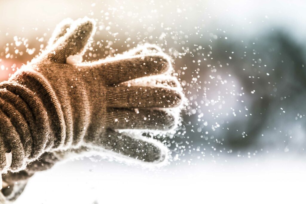 snowy gloves